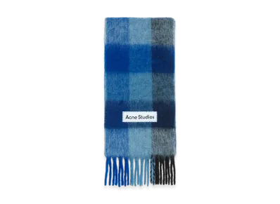 Acne Studios Mohair Check Scarf "Dark Navy/Black/Blue"