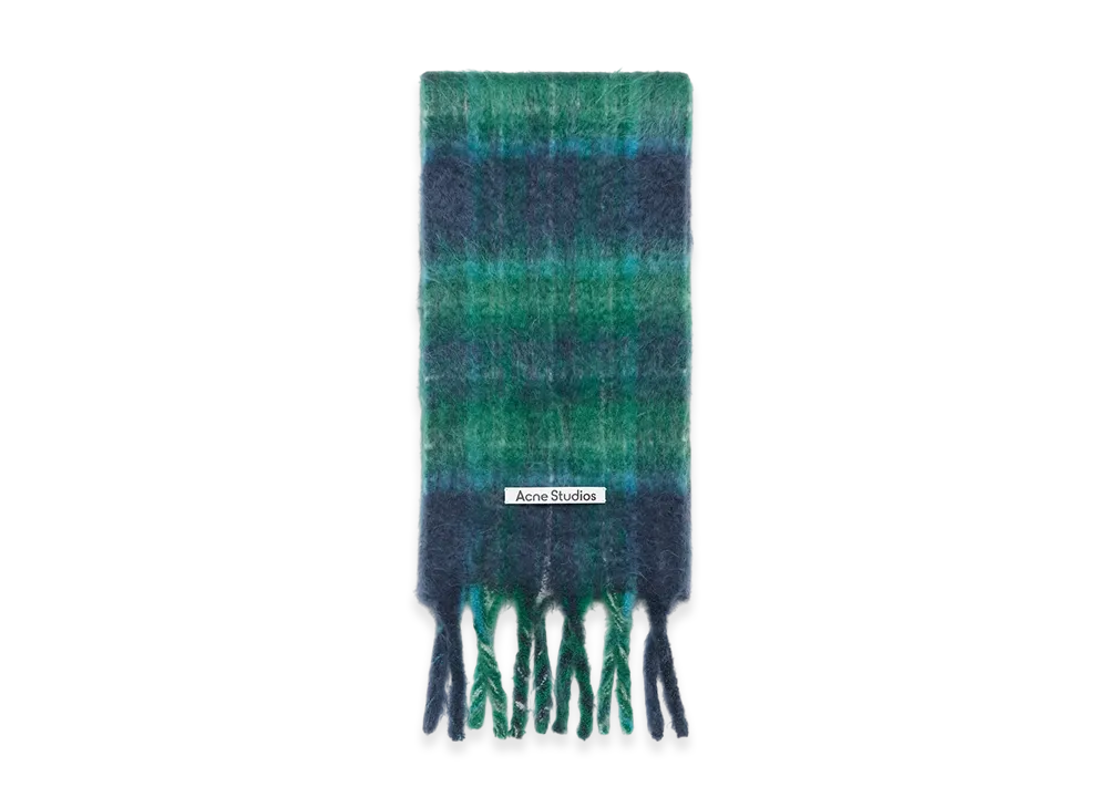 Acne Studios Mohair Check Scarf "Blue/Green"