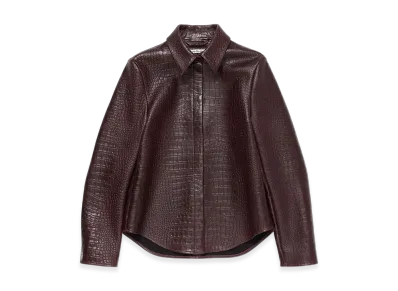Acne Studios Leather Shirt Jacket "Burgundy"