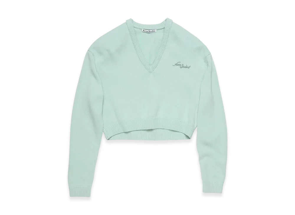 Acne Studios V-Neck Wool Sweater "Faded Mint"