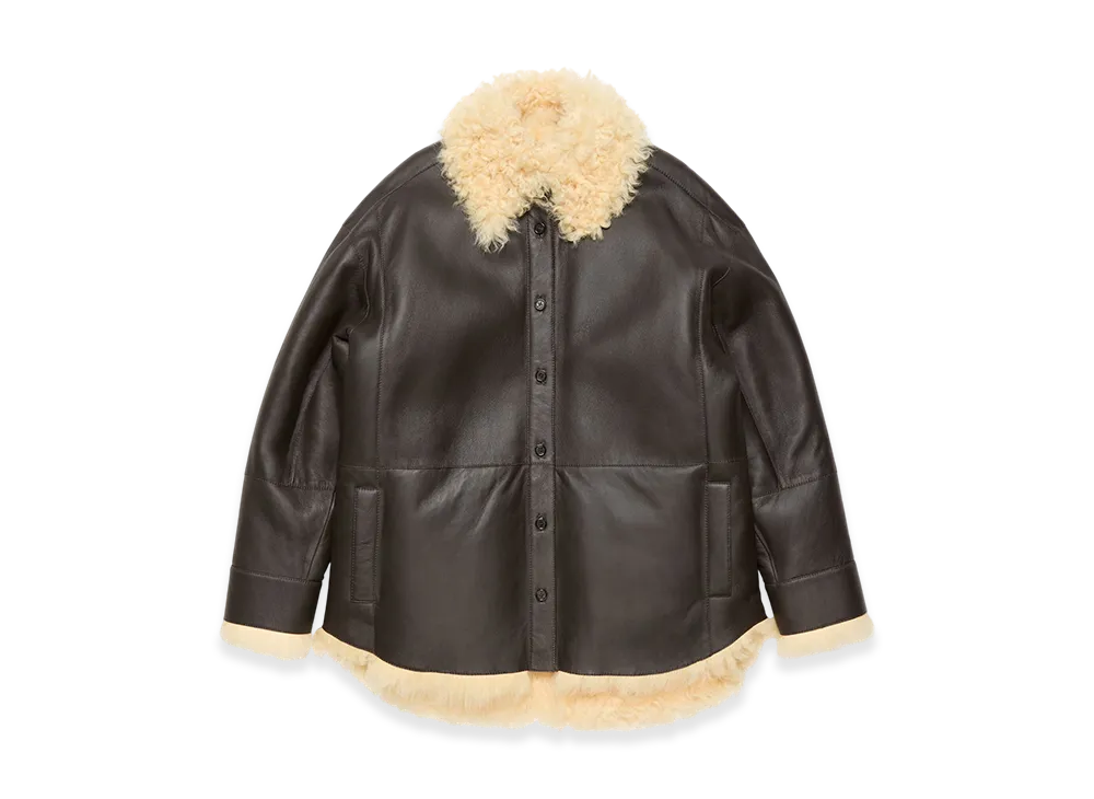 Acne Studios Shearling Shirt Jacket "Coffee Brown/Pale Yellow"