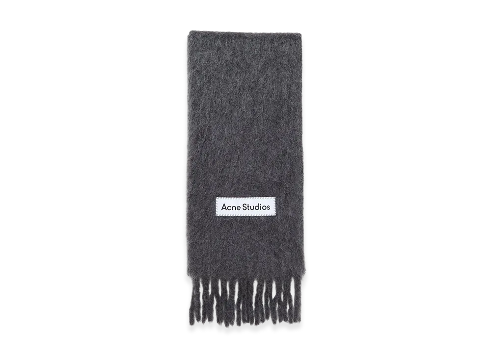 Acne Studios Wool Fringed Scarf "Dark Grey"