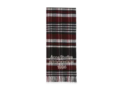 Acne Studios Fringed Logo Scarf "Black/Burgundy"