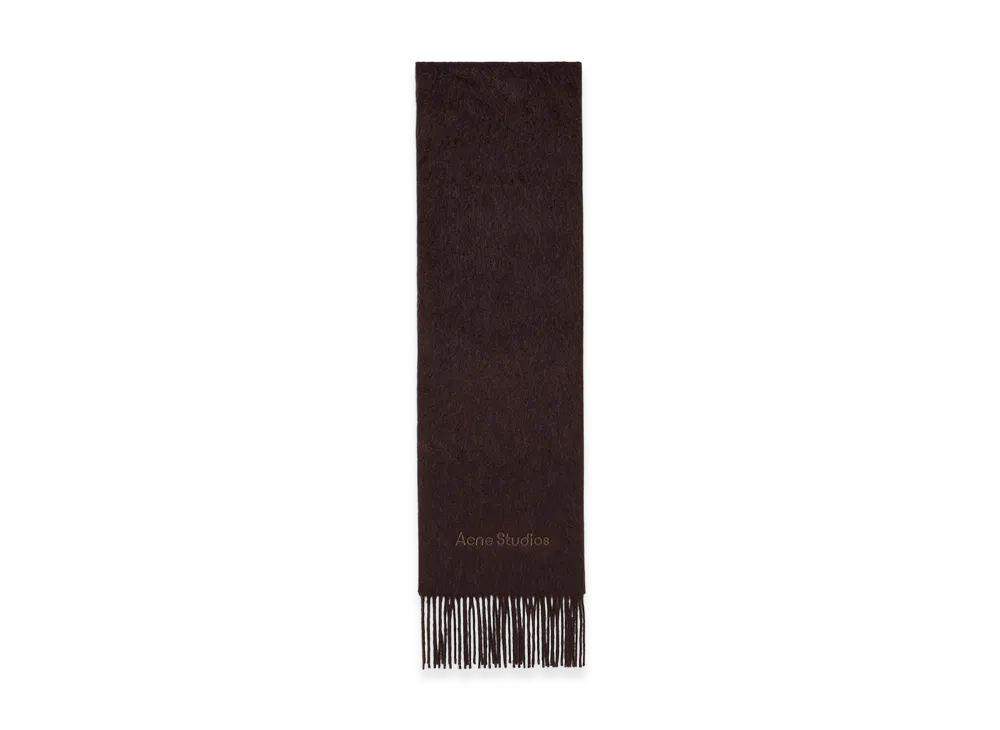 Acne Studios Wool Logo Scarf "Dark Brown Melange"