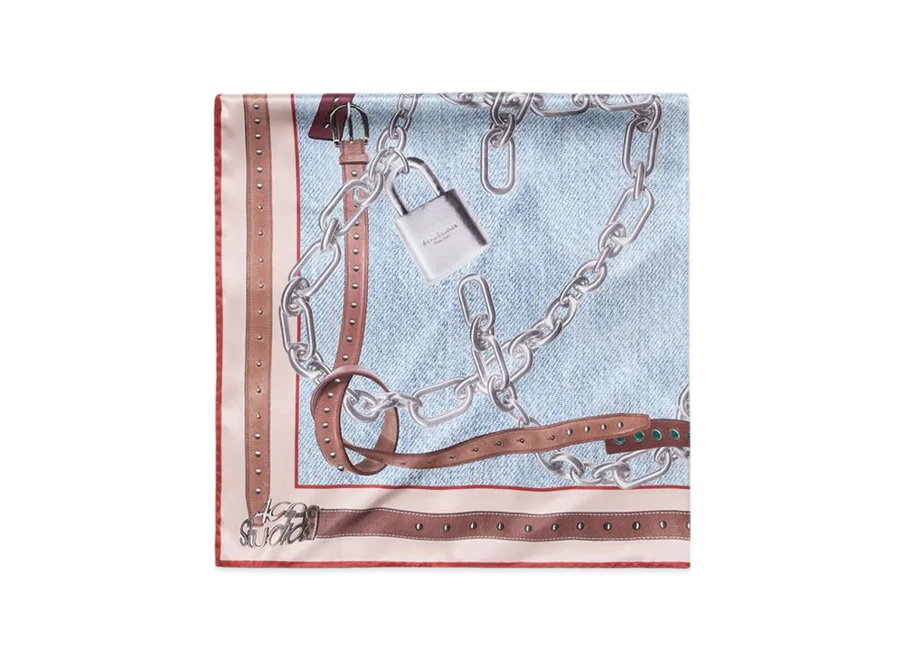 Acne Studios Printed Silk Scarf "Denim Blue"