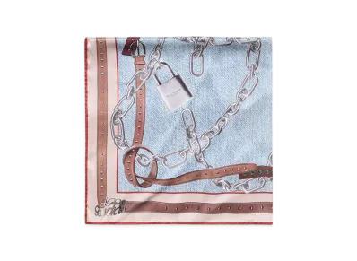 Acne Studios Printed Silk Scarf "Denim Blue"