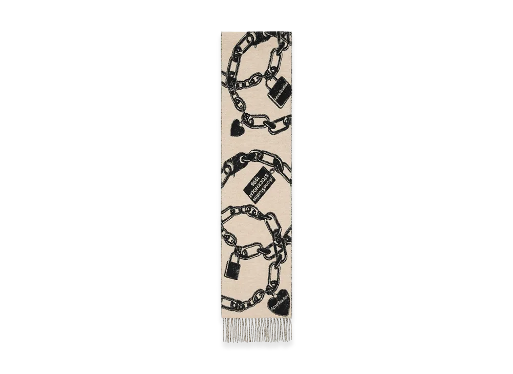 Acne Studios Fringed Wool Scarf "Beige/Black"
