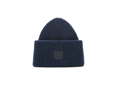 Acne Studios Large Face Logo Beanie - Yak "Navy Melange"