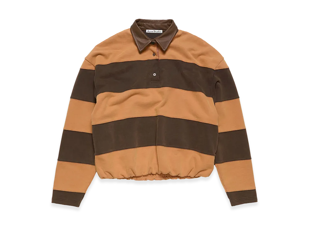 Acne Studios Striped Polo Sweater "Dark Brown/Cognac Brown"