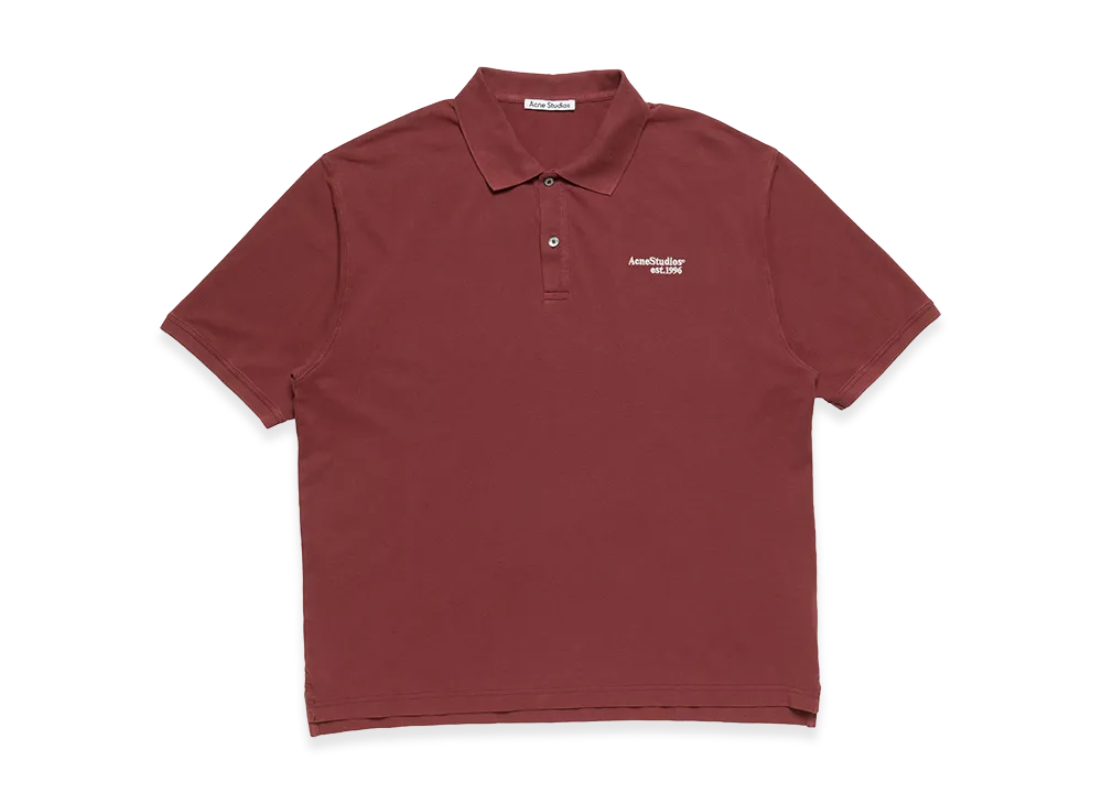 Acne Studios Washed Logo Polo Shirt "Maroon Red"