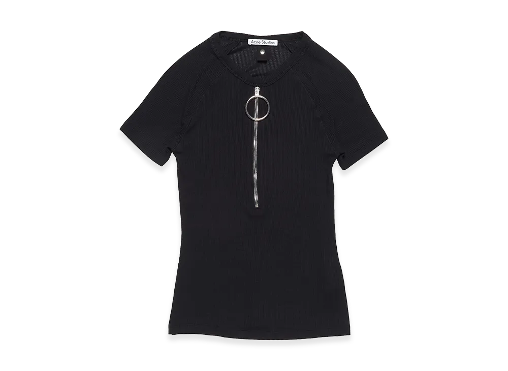 Acne Studios Zipped Ribbed T-Shirt "Black"