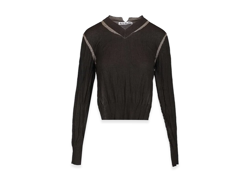 Acne Studios Women's Crumpled V-Neck Sweater "Brown"