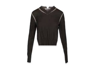 Acne Studios Women's Crumpled V-Neck Sweater "Brown"