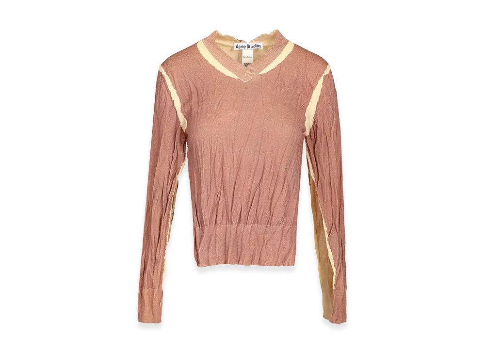 Acne Studios Women's Crumpled V-Neck Sweater "Rose"