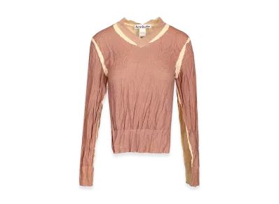 Acne Studios Women's Crumpled V-Neck Sweater "Rose"
