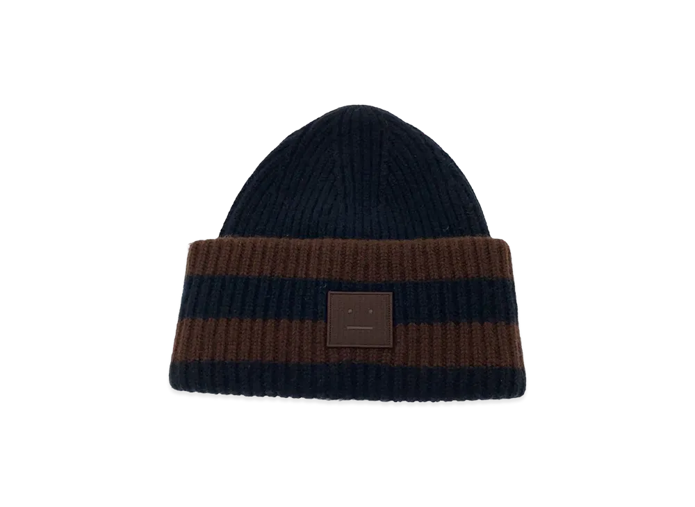 Acne Studios Striped Logo Beanie "Black/Brown"