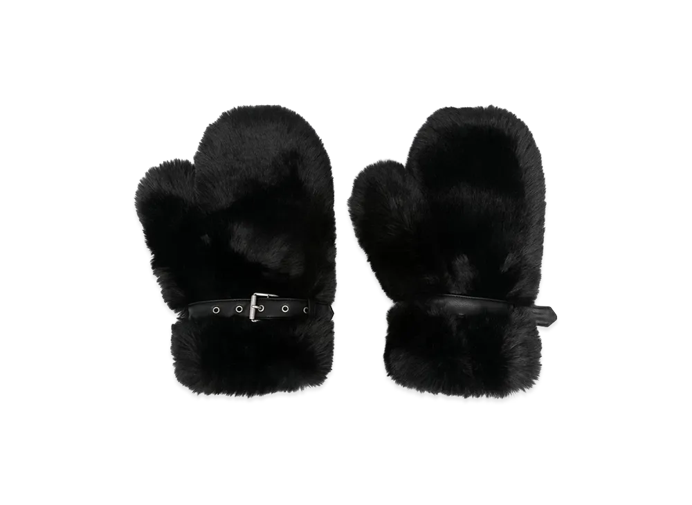 Acne Studios Women's Fluffy Buckle Mittens "Black"