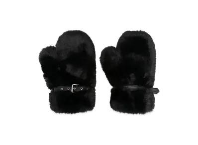 Acne Studios Women's Fluffy Buckle Mittens "Black"