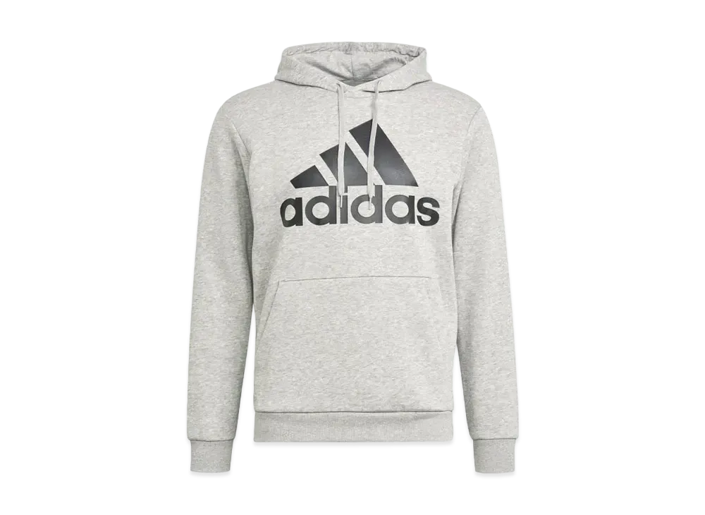 ADIDAS ESSENTIALS FLEECE BIG LOGO HOODIE "Medium Grey Heather / Black"