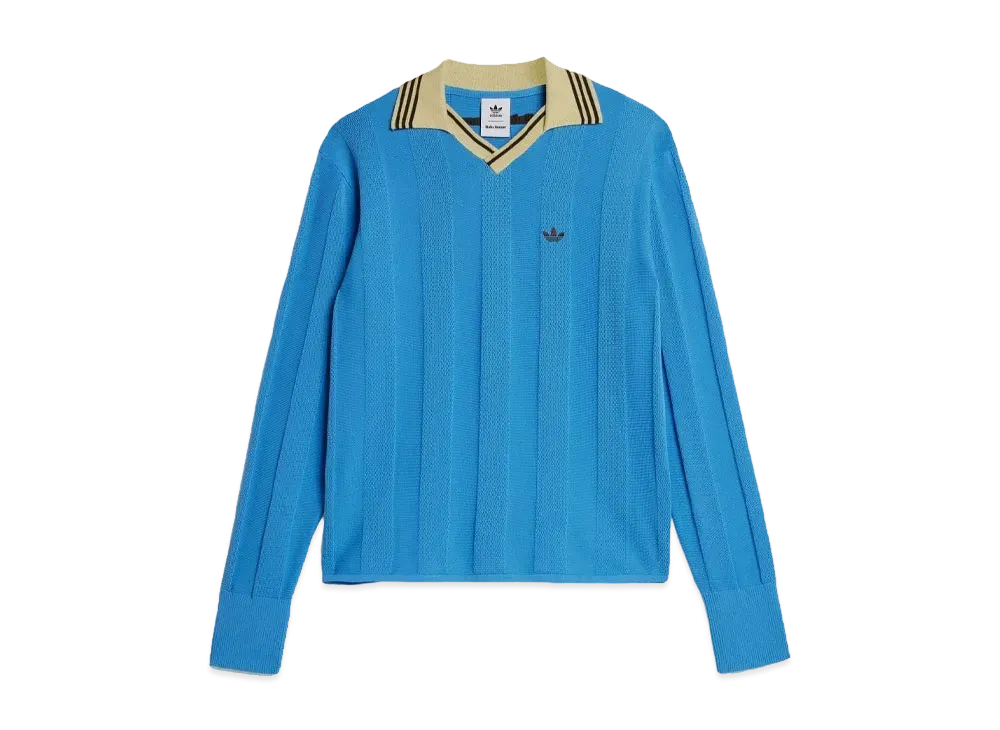 Adidas x Wales Bonner Knit Long Sleeve Soccer T-Shirt "Lucky Blue"
