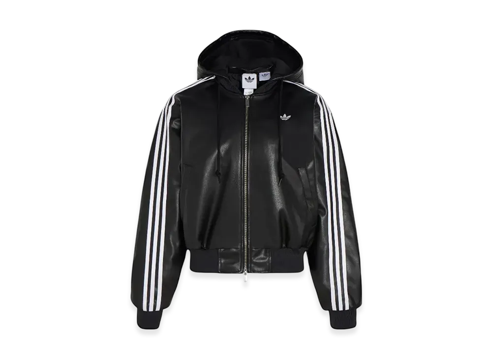adidas Originals Hooded Leather Jacket Pad "Black"