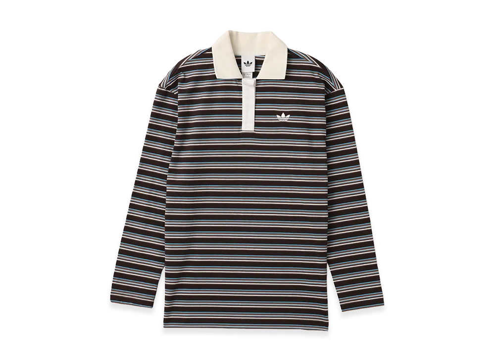 adidas Striped LS Polo "Brown"