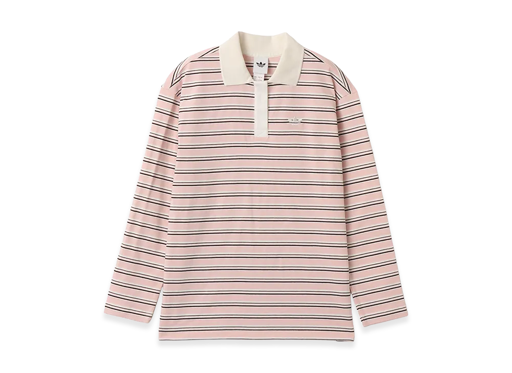 adidas Striped LS Polo "Pink"