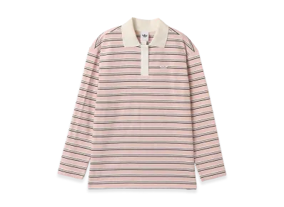 adidas Striped LS Polo "Pink"