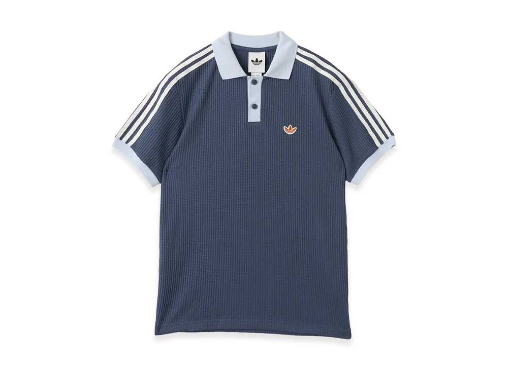 adidas Waffle Knit Polo Shirt "Blue"