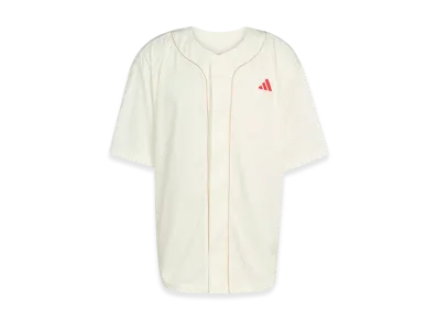 adidas Stadium Mesh Baseball Shirt "Off White/Crystal Linen/Pure Ruby"