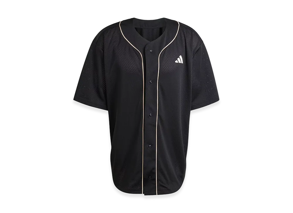 adidas Stadium Mesh Baseball Shirt "Black/Crystal Linen/Off White"