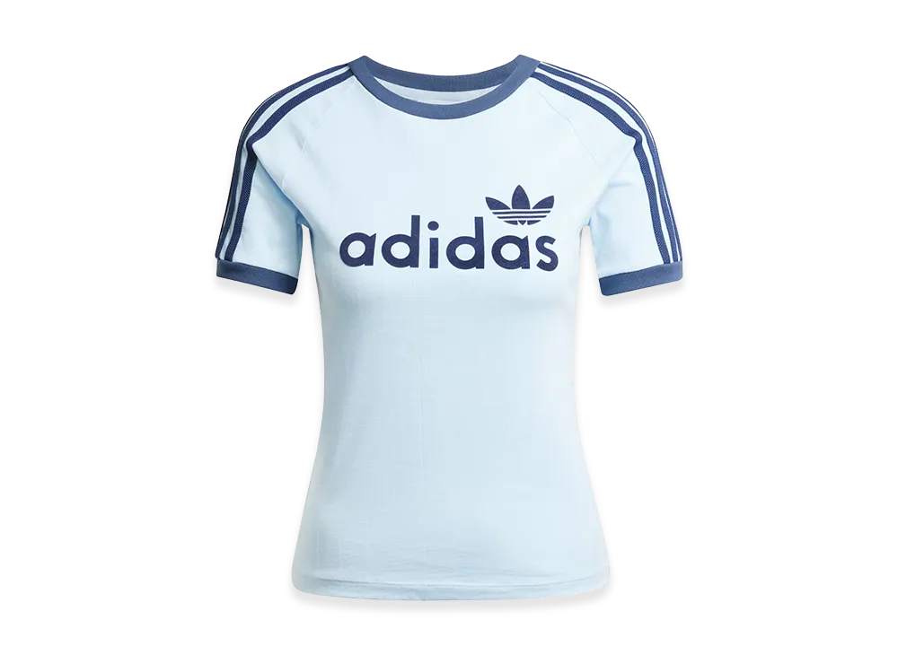 adidas Women's Linear Graphic Cali Short Sleeve T-Shirt "Clear Sky/Off White"