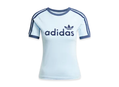 adidas Women's Linear Graphic Cali Short Sleeve T-Shirt "Clear Sky/Off White"