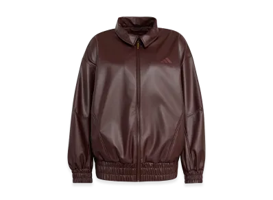 adidas Women's Stadium Faux Leather Loose Fit Jacket "Shadow Brown"