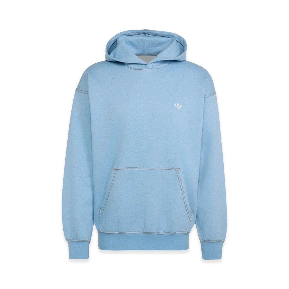 adidas Trefoil Essentials Printed Denim Loose Hoodie "Light Blue Mel"