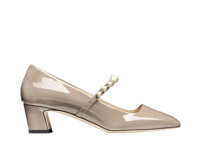 Jimmy Choo Women's Ade 45 Patent Leather Pumps "Taupe/White"