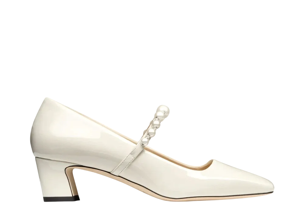 Jimmy Choo Women's Ade 45 Patent Leather Pumps "Latte/White"