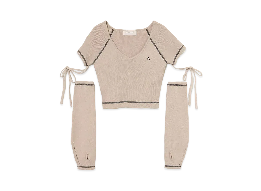 ANDMARY Kitty Knit Tops "Beige"