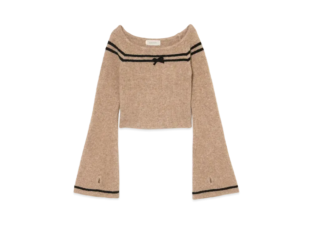 ANDMARY Blair Ribbon Knit Tops "Beige"