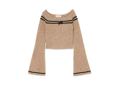 ANDMARY Blair Ribbon Knit Tops "Beige"