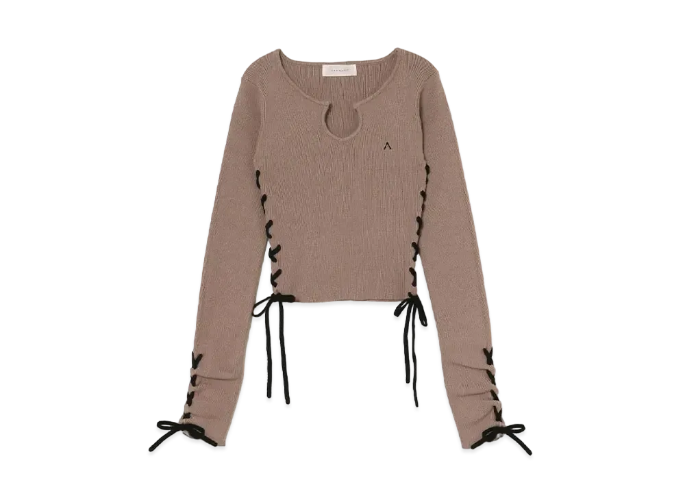 ANDMARY Millie Ribbon Knit Tops "Pink Beige"