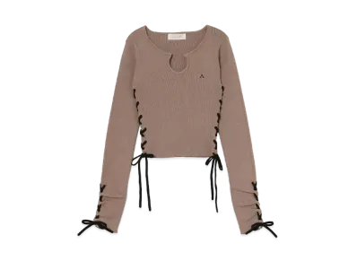 ANDMARY Millie Ribbon Knit Tops "Pink Beige"