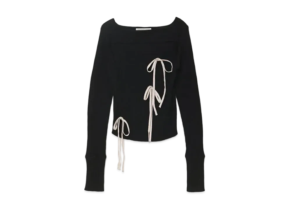 ANDMARY Ribbon Silk Knit Tops "Black"