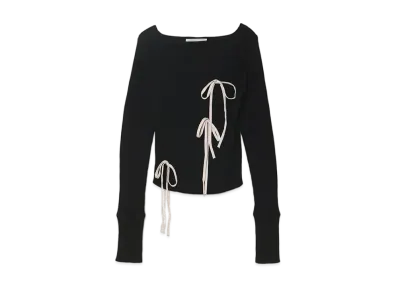 ANDMARY Ribbon Silk Knit Tops "Black"