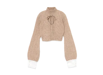 ANDMARY Vivian Knit Ribbon Tops "Beige"