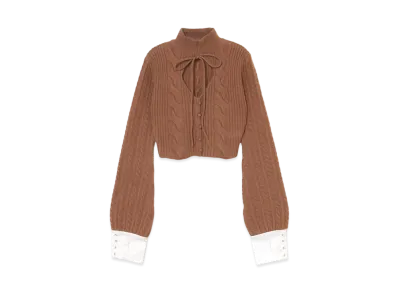 ANDMARY Vivian Knit Ribbon Tops "Brown"
