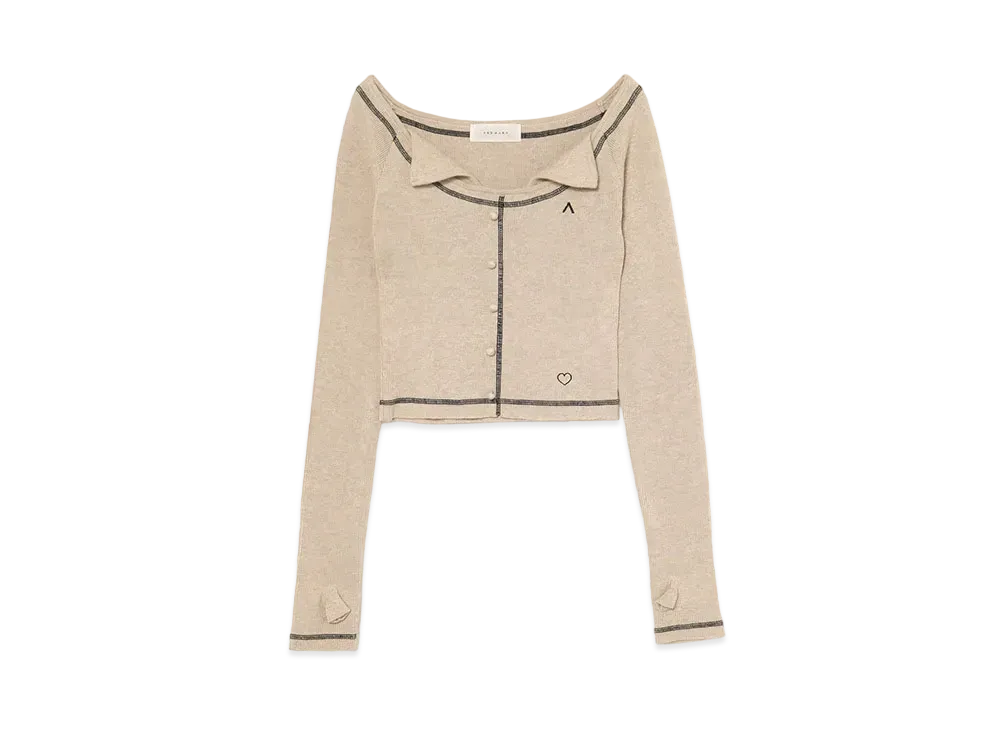 ANDMARY Heart Point Knit Tops "Beige"