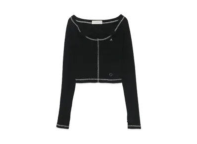 ANDMARY Heart Point Knit Tops "Black"