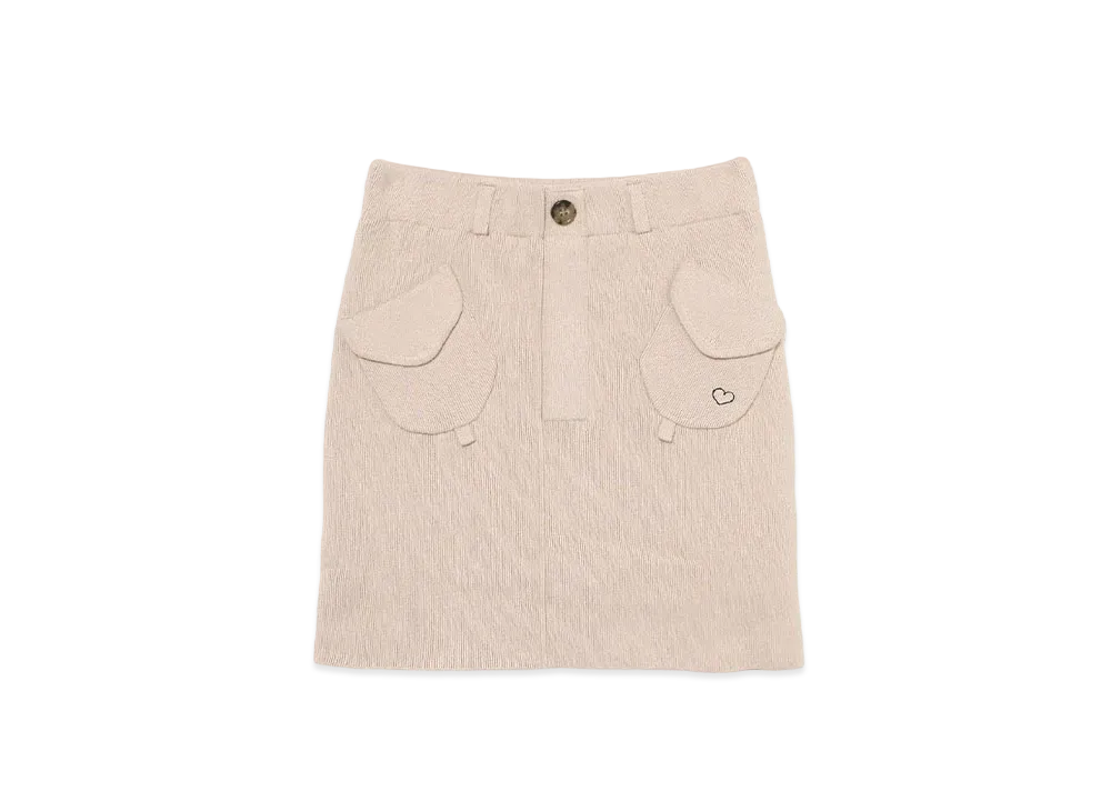 ANDMARY Heart Point Knit Skirt "Beige"