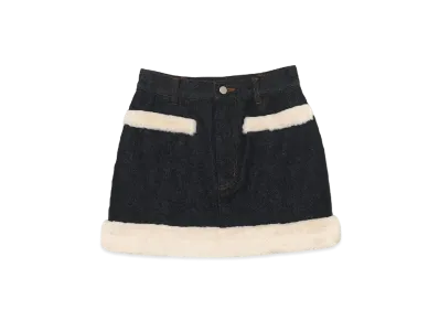 ANDMARY Fur Pocket Denim Skirt "Indigo"